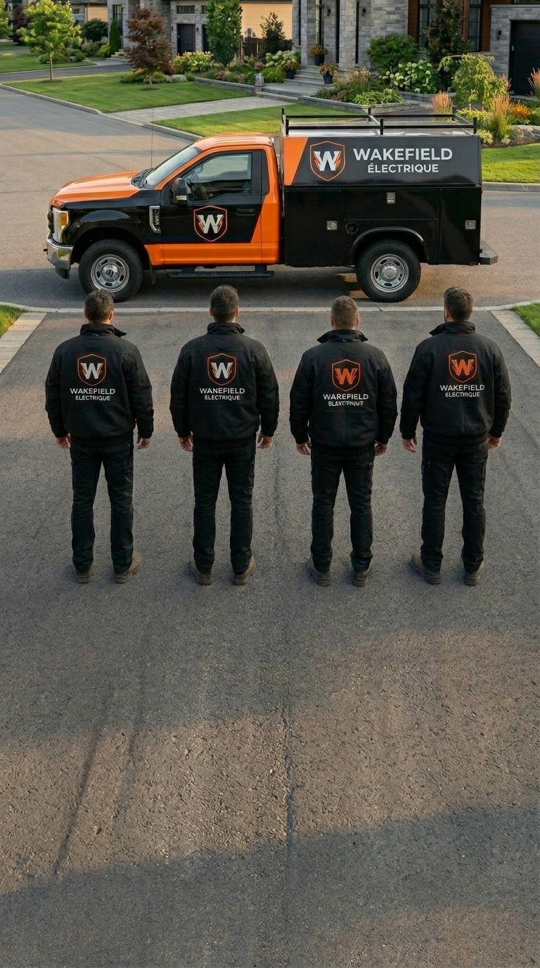 Wakefield Électrique team and service truck on site